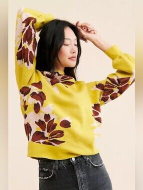 Like Floral Knit Sweater Anthropologie